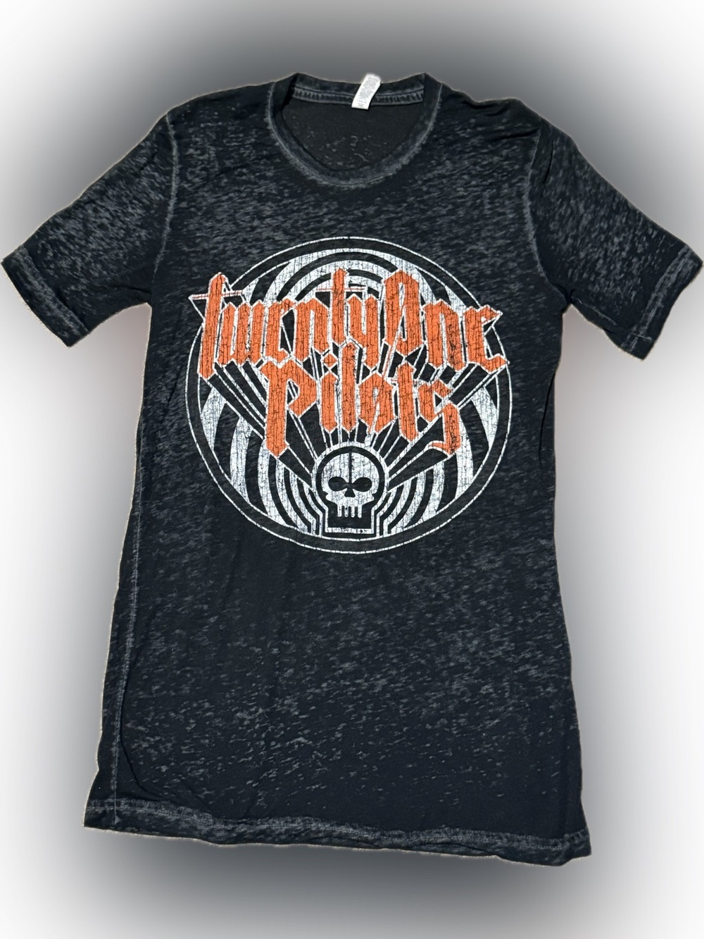 Twenty One Pilots Black Burnout Logo Skull T-Shirt